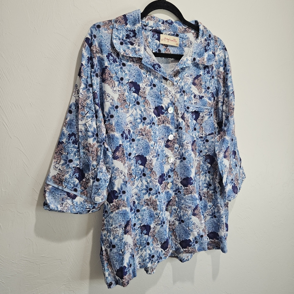 XL Papinelle Pajama Set Top Bottom Flower Print Womens Extra Large - Picture 8 of 16